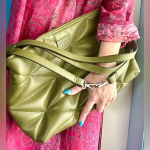 Like-New T Tahari Olive Green Large Shoulder Bag